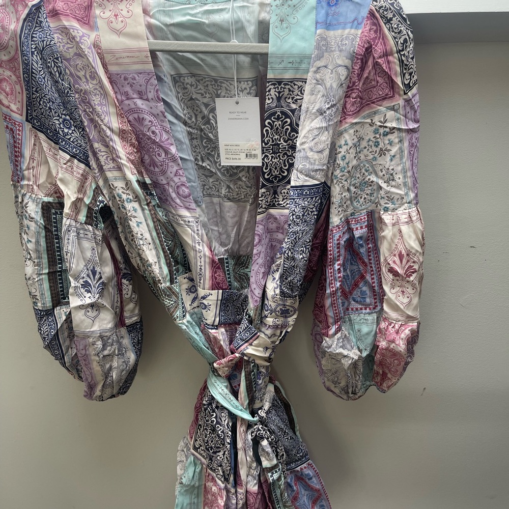 Lightweight Patchwork Print Tie-Waist Jacket - Pastel Multi